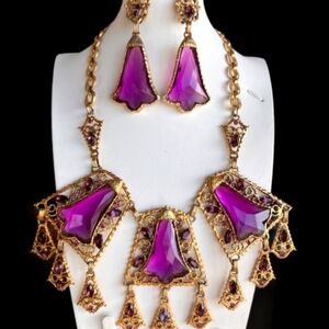Unique Gold and Purple Necklace Set